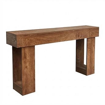 Sturdy Wood Console Table for Entryway 63" Farmhouse Rectangular Sofa Table