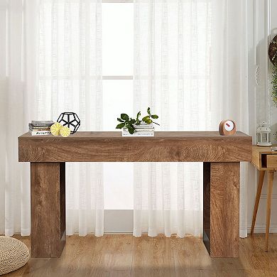 Sturdy Wood Console Table for Entryway 63" Farmhouse Rectangular Sofa Table