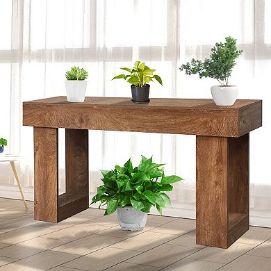 Sturdy Wood Console Table for Entryway 63" Farmhouse Rectangular Sofa Table