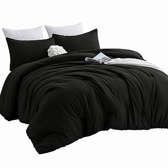 Queen 3 pc Comforter Set: Solid Breathable Quilted Microfiber, Luxury Soft Down Alternative All