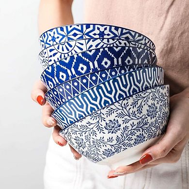Cereal & Soup Bowls Set of 6 Porcelain, Microwave & Dishwasher Safe