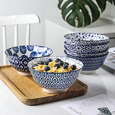 Cereal & Soup Bowls Set of 6 Porcelain, Microwave & Dishwasher Safe