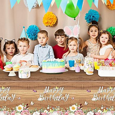 Floral Birthday Tablecloths, disposable plastic covers, decorative 3 pack