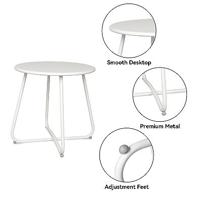 Lufeiya Weatherproof Metal Side Table, Small Round End Table for Outdoor or Indoor