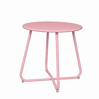 Lufeiya Weatherproof Metal Side Table, Small Round End Table for Outdoor or Indoor
