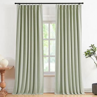 Pinch Pleat Linen Blackout Curtains, Thermal Insulated Drapes