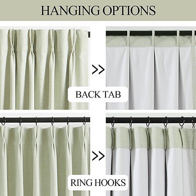 Pinch Pleat Linen Blackout Curtains, Thermal Insulated Drapes