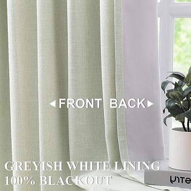 Pinch Pleat Linen Blackout Curtains, Thermal Insulated Drapes