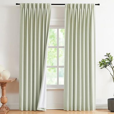Pinch Pleat Linen Blackout Curtains, Thermal Insulated Drapes