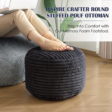 Corduroy Round Pouf Ottoman Memory Foam Footrest Soft Living Room Seat