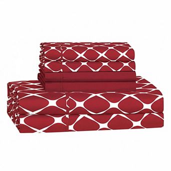 Luxury 6 pc Bed Sheet Set Wrinkle Resistant Trellis Pattern 1500 Thread Count Microfiber Bedding