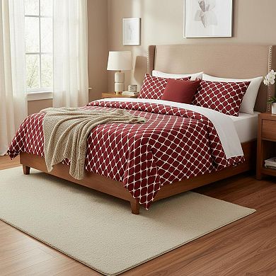 Luxury 6-Piece Bed Sheet Set Wrinkle Resistant Trellis Pattern 1500 Thread Count Microfiber Bedding