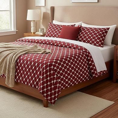 Luxury 6-Piece Bed Sheet Set Wrinkle Resistant Trellis Pattern 1500 Thread Count Microfiber Bedding