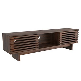 55 Inch Farmhouse TV Stand Mid Century Entertainment Center with Louvered Door