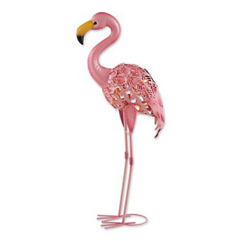 Zingz Home Flamingo Standing Tall Solar Metal Statue