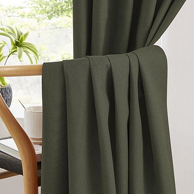 Faux Linen Blackout Curtains, Thermal Insulated Noise-Reducing Panels
