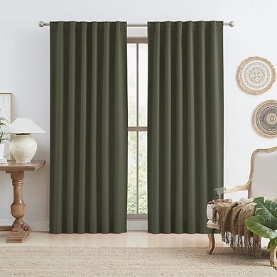 Faux Linen Blackout Curtains, Thermal Insulated Noise-Reducing Panels