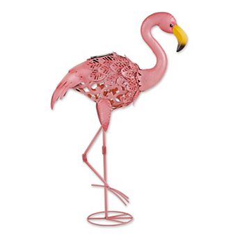 Zingz Home Flamingo Leaning Solar Metal Statue