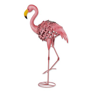 Zingz Home Flamingo Leaning Solar Metal Statue
