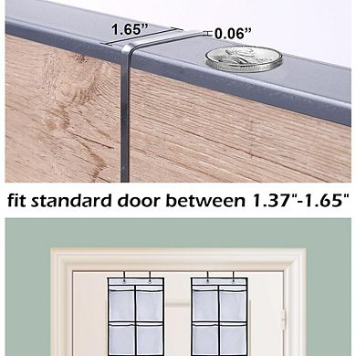 Over The Door Shoe Organizer with 12 Large Mesh Pockets Hanging Storage Rack 2 Pack
