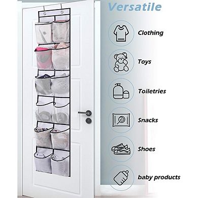 Over The Door Shoe Organizer with 12 Large Mesh Pockets Hanging Storage Rack 2 Pack