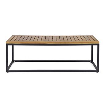 Acacia Wood and Metal Bench Garden Bench Outdoor Bench Park Bench Patio Bench Yard Bench 54*16*20 In