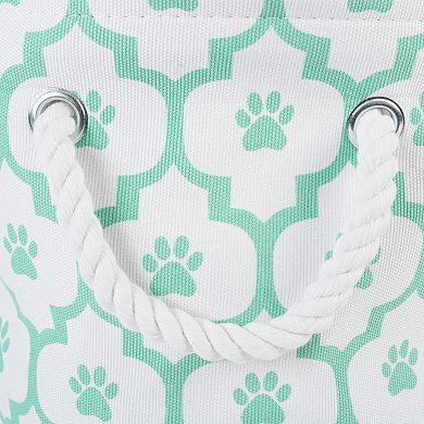 Bone Dry Collapsible Soft Round Pet Storage Bin Lattice Paw Print