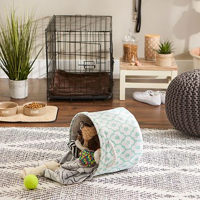 Bone Dry Collapsible Soft Round Pet Storage Bin Lattice Paw Print