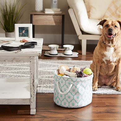 Bone Dry Collapsible Soft Round Pet Storage Bin Lattice Paw Print