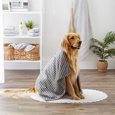 Bone Dry Embroidered Striped Microfiber Pet Towel
