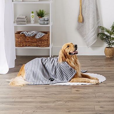 Bone Dry Embroidered Striped Microfiber Pet Towel