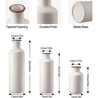 Ceramic Vase Set of 3 Decorative Vases, Rustic Farmhouse Style
