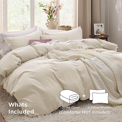 Duvet Cover King Size - 3 Pieces Prewashed Cotton-Like Polyester Extra Soft Bedding Set,No Comforter