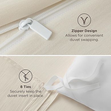 Duvet Cover King Size - 3 Pieces Prewashed Cotton-Like Polyester Extra Soft Bedding Set,No Comforter