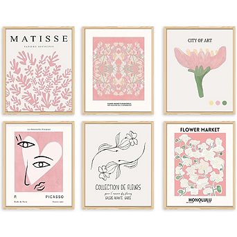 Pink Flower Market Wall Art Matisse Style Floral Prints Aesthetic Decor