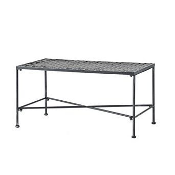 Coffee Table with Black Brush Silver Finish, Add Some Extra Table Space, for Patio, Garden, Poolside