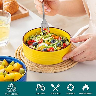 Cereal & Soup Bowls Set of 6 Ceramic, Microwave & Dishwasher Safe