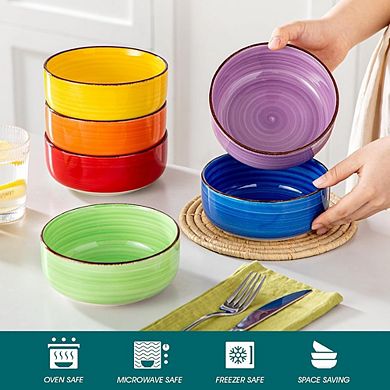 Cereal & Soup Bowls Set of 6 Ceramic, Microwave & Dishwasher Safe