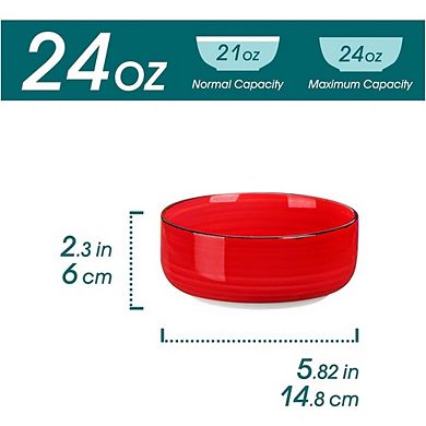 Cereal & Soup Bowls Set of 6 Ceramic, Microwave & Dishwasher Safe