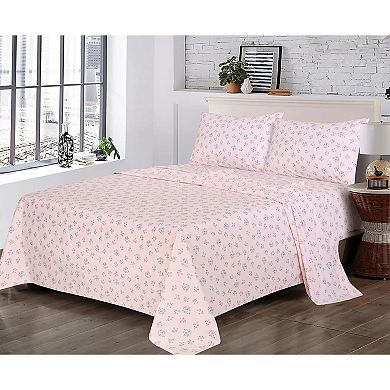 Cotton Sheets Full Size Percale Bedding, Cooling & Breathable Floral Design, Durable with a Crisp