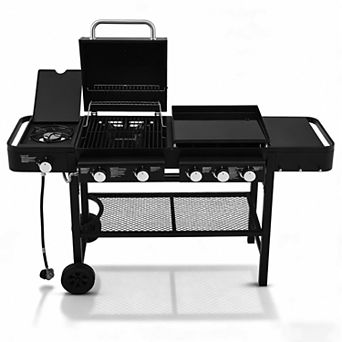 3-in-1 Portable Propane Grill with 6 Burners 56000 BTU, Heavy Duty Stand for Outdoor BBQ & Camping