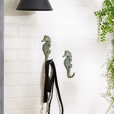 Zingz Home Seahorse Cast Iron Wall Hook Entryway Organizer