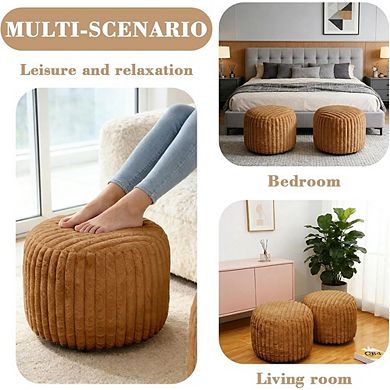 Faux Rabbit Fur Unstuffed Pouf Ottoman Cover Footrest Storage Floor Seat