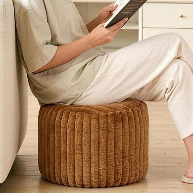 Faux Rabbit Fur Unstuffed Pouf Ottoman Cover Footrest Storage Floor Seat