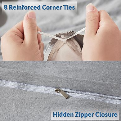 Duvet Cover Queen Size - Soft Prewashed Duvet Cover Set, 3 Piece, with Zipper Closure- No Comforter