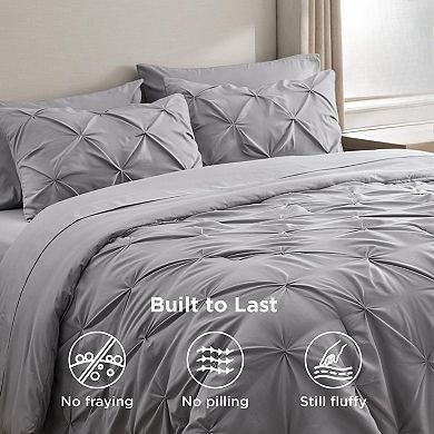 Queen Comforter Set- Bed in a Bag Queen Size Bedding 7 Pieces, Pinch Pleat All Season Comforter