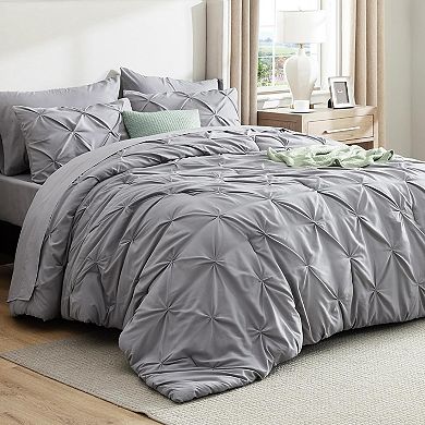 Queen Comforter Set- Bed in a Bag Queen Size Bedding 7 Pieces, Pinch Pleat All Season Comforter