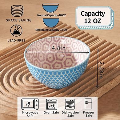 Porcelain Dessert Bowls Set of 6, Microwave & Dishwasher Safe