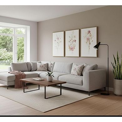 Pink Floral Canvas Wall Art Set of 3 Botanical Home Decor Prints