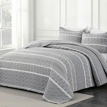 Queen Quilt Bedding Set, 3 pc Bohemian Lightweight Reversible Microfiber Bedspread Coverlet Sets